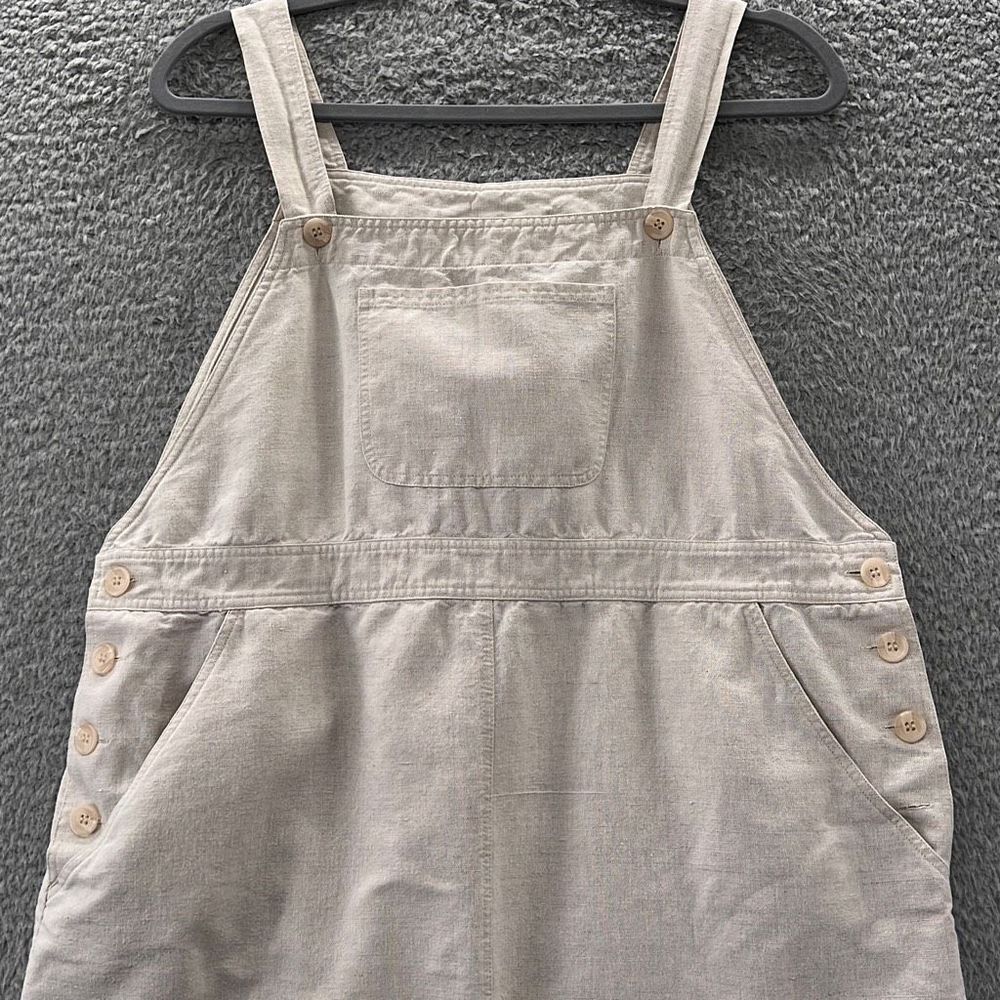 Vintage 90s Linen Blend Pinafore Jumper Maxi Dress Sleeveless Overall Indie - Picture 2 of 14
